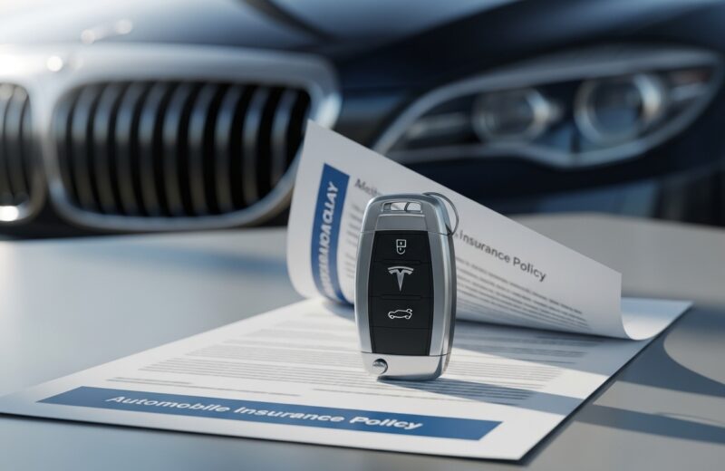 une clé de voiture et un contrat d'assurance