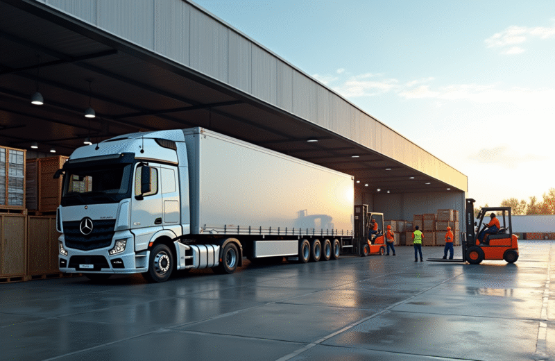 Camion de livraison moderne de 26 tonnes au dock