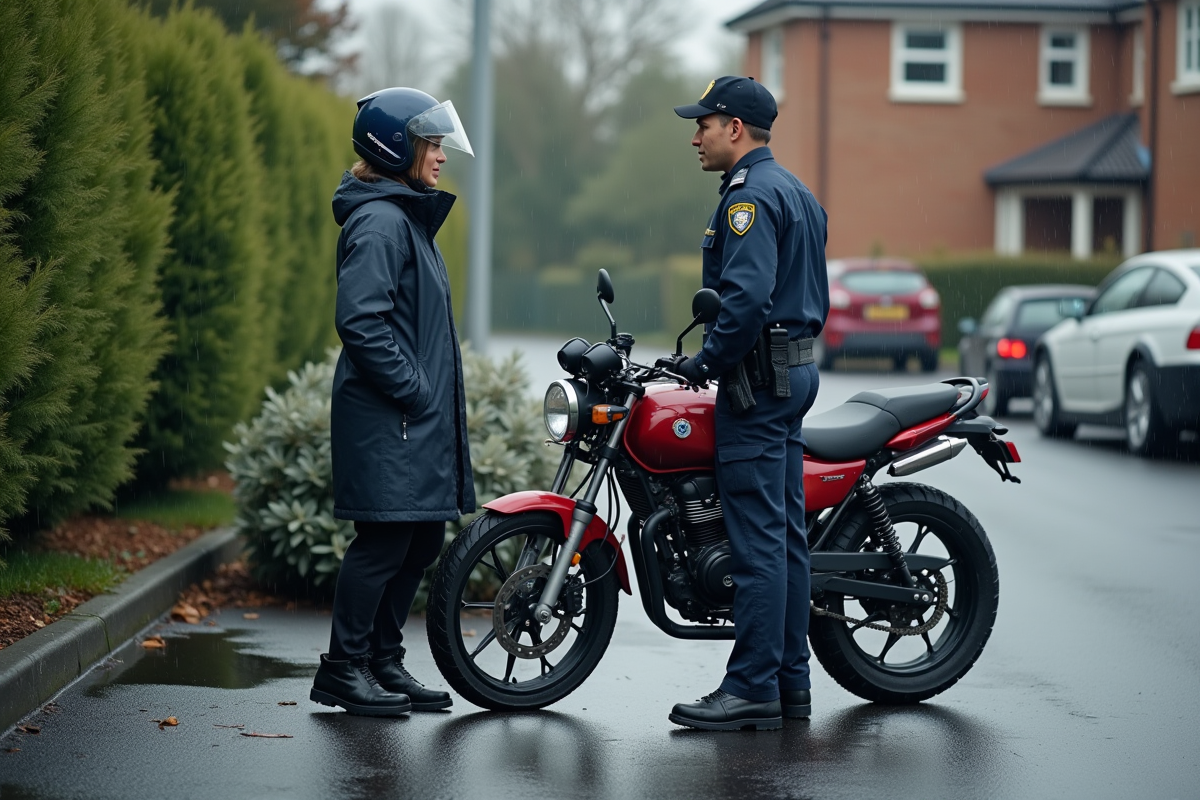 Femme discutant avec un agent de police à côté d