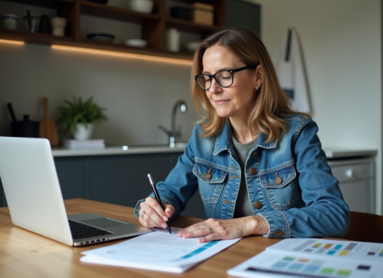 Femme d'âge moyen remplissant des papiers d'immatriculation voiture
