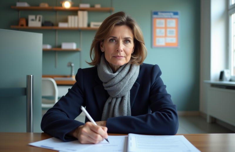 Femme d'âge moyen remplissant un formulaire de permis de conduire