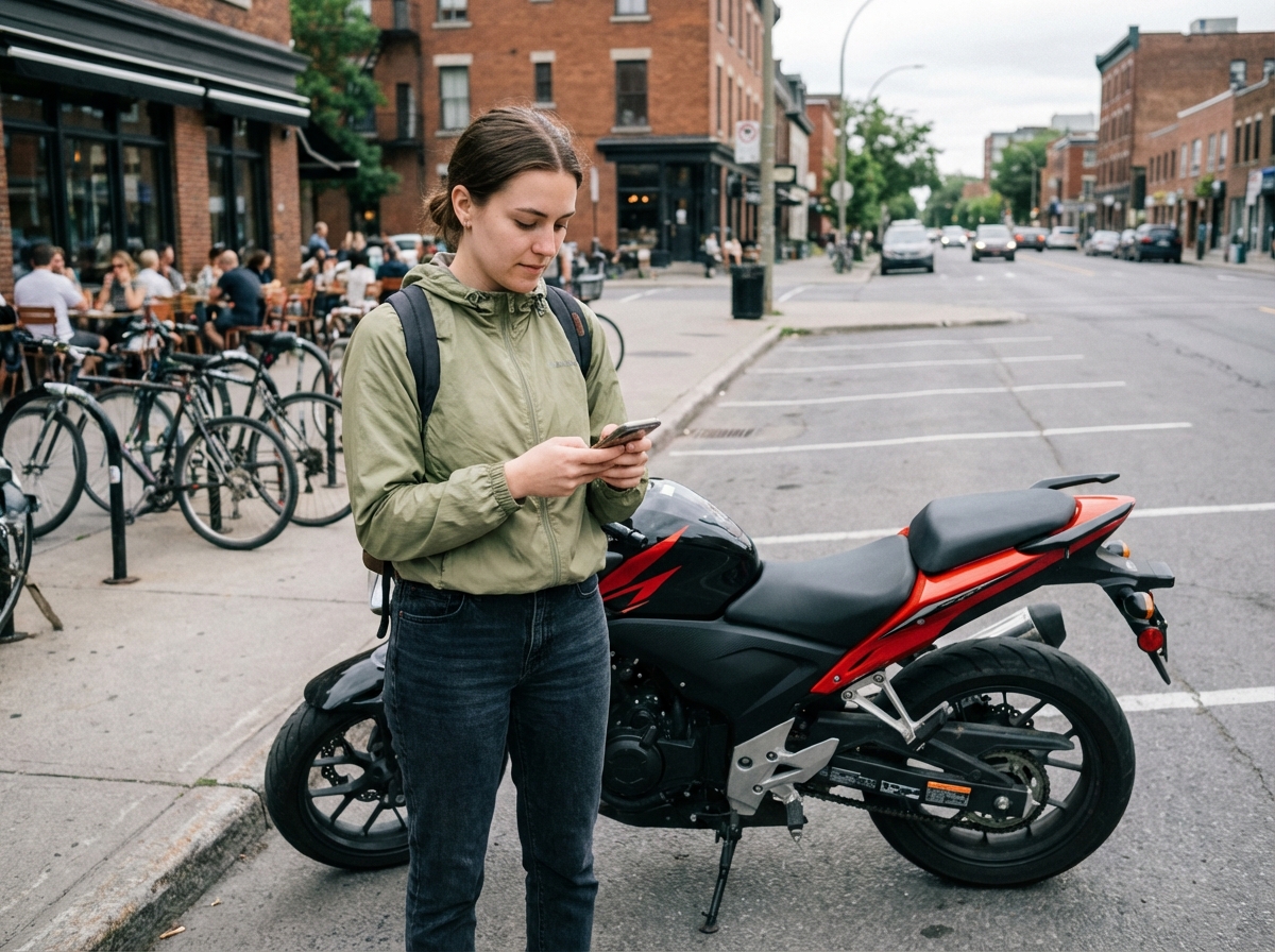 Jeune femme vérifiant son téléphone près d