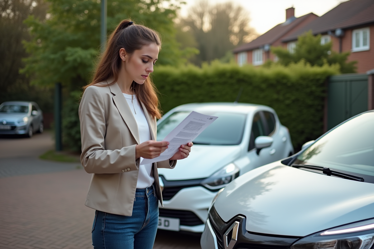 Jeune femme examinant un rapport diagnostic à côté d