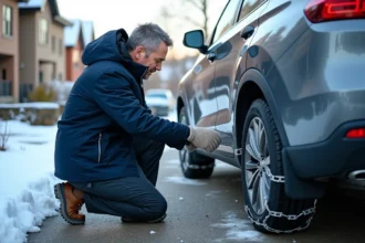Grattoir à glace et gants pour affronter l'hiver en voiture