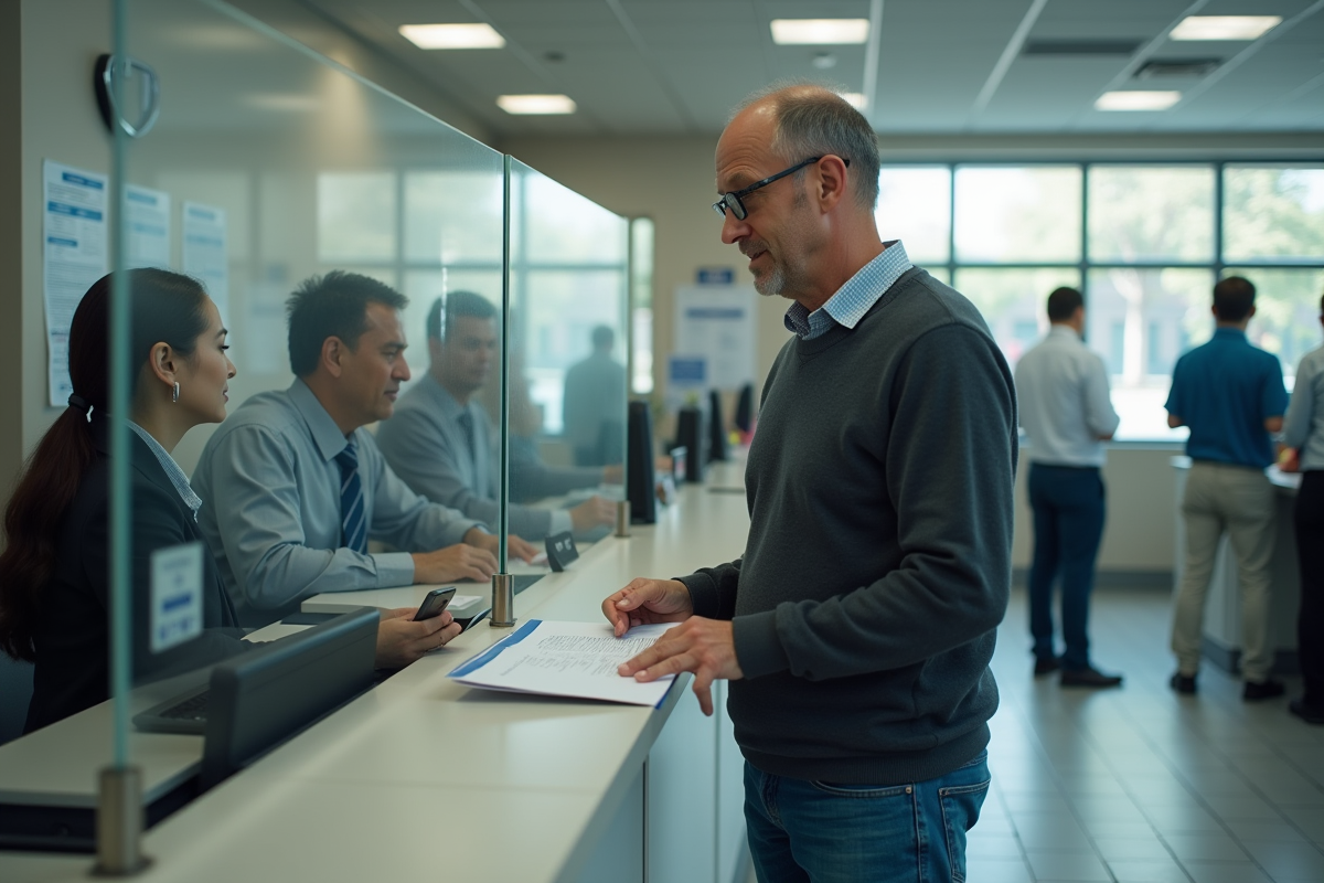 Homme déposant documents au centre d