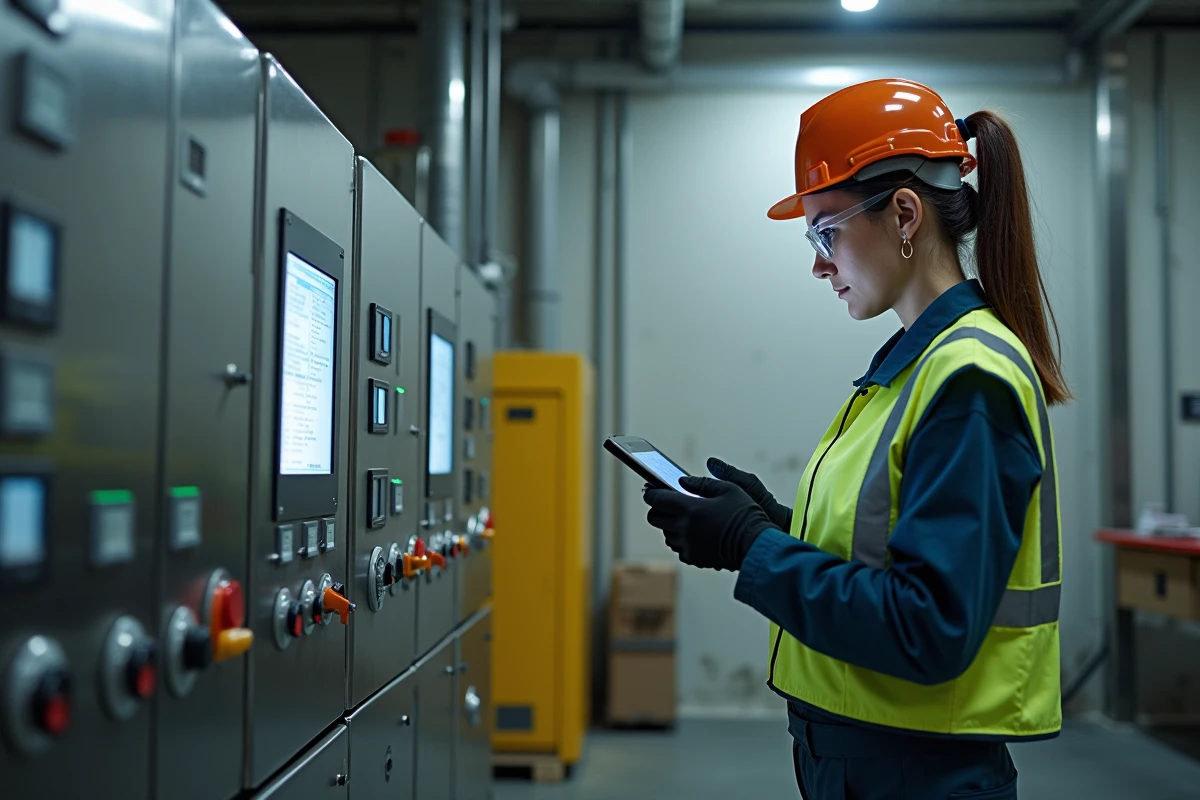 Ingénieure documentant un PT Drive dans une salle de contrôle