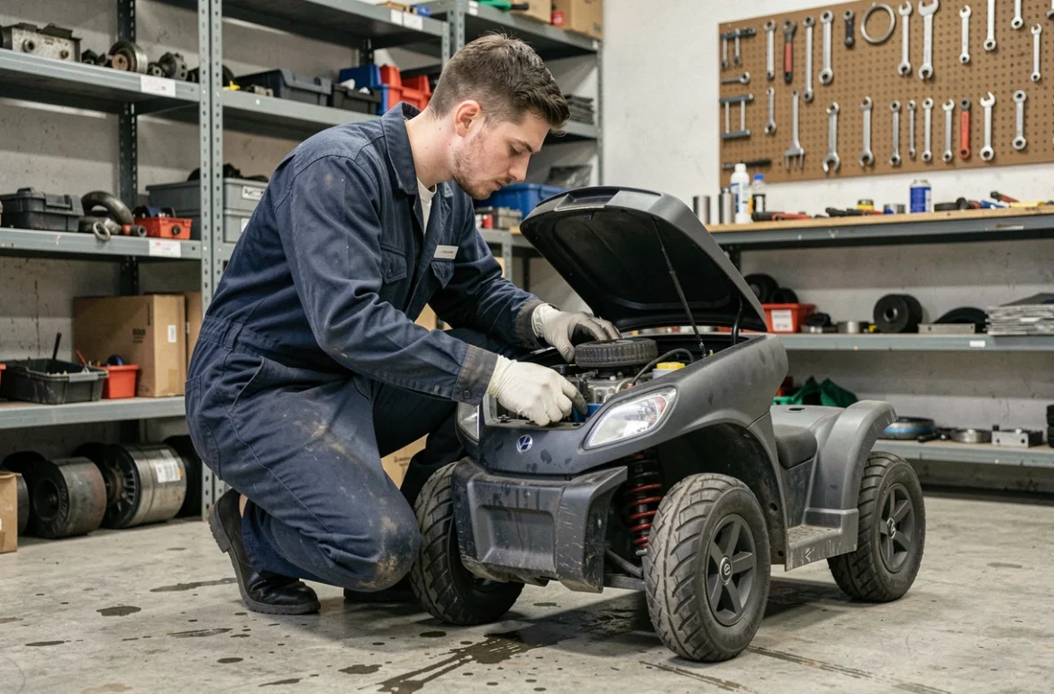 Mécanicien inspectant le moteur d'une voiture sans permis dans un atelier de réparation automobile
