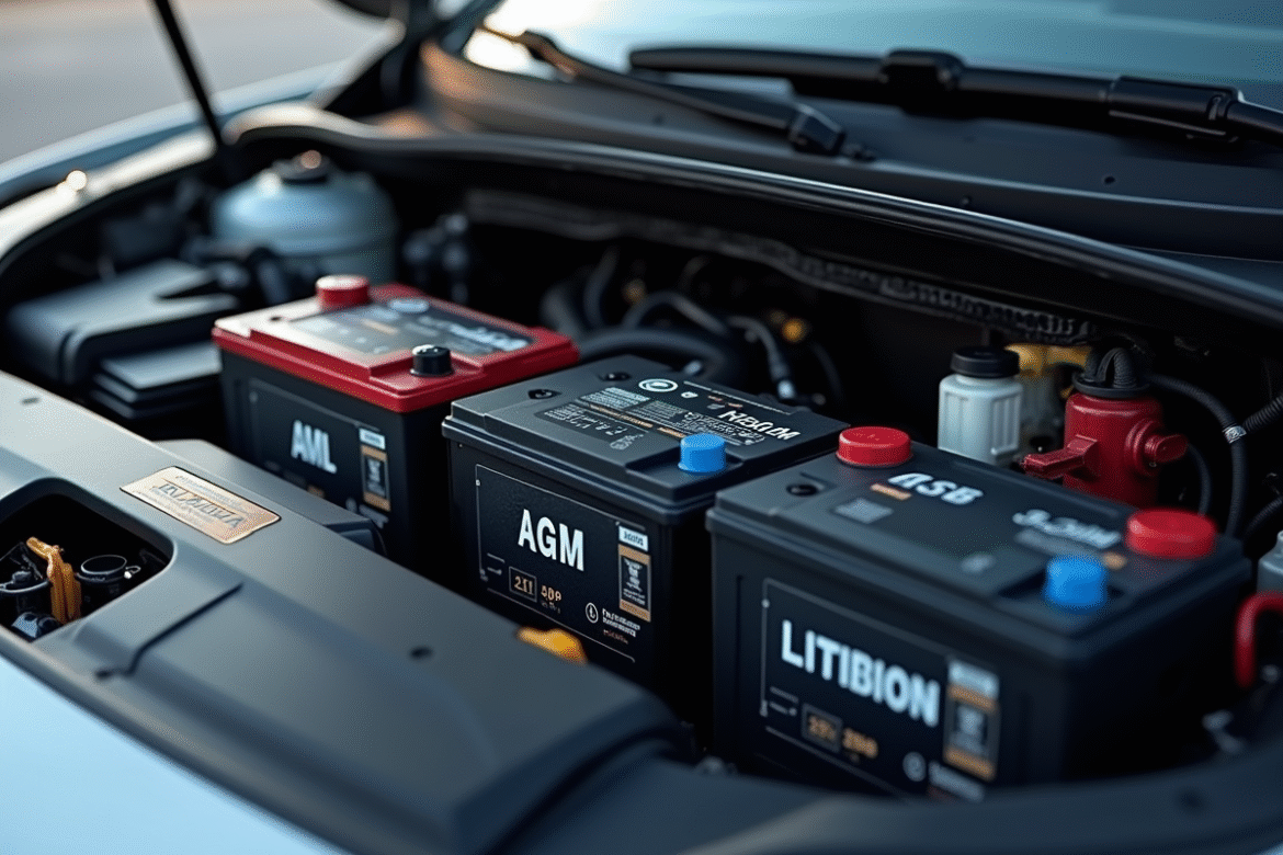 Compartiment moteur avec trois batteries de types différents