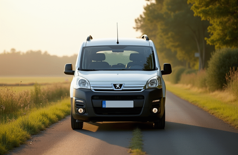 Voiture Peugeot Partner 5 places en campagne en journée