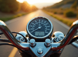 Tableau de bord de moto avec compteur kilométrique élevé