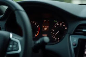 Voyant ESP/ASR allumé sur le tableau de bord d'une voiture moderne indiquant un défaut système
