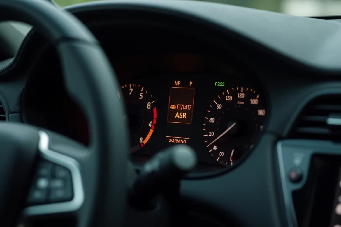 Voyant ESP/ASR allumé sur le tableau de bord d'une voiture moderne indiquant un défaut système